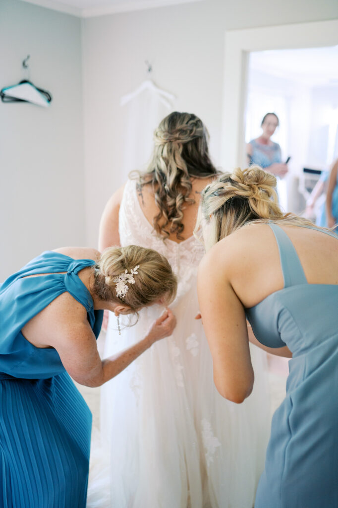 Bride getting ready at Hayfield at Murchison Farm in Liberty NC