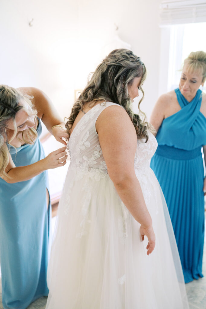 Bride getting ready at Hayfield at Murchison Farm in Liberty NC
