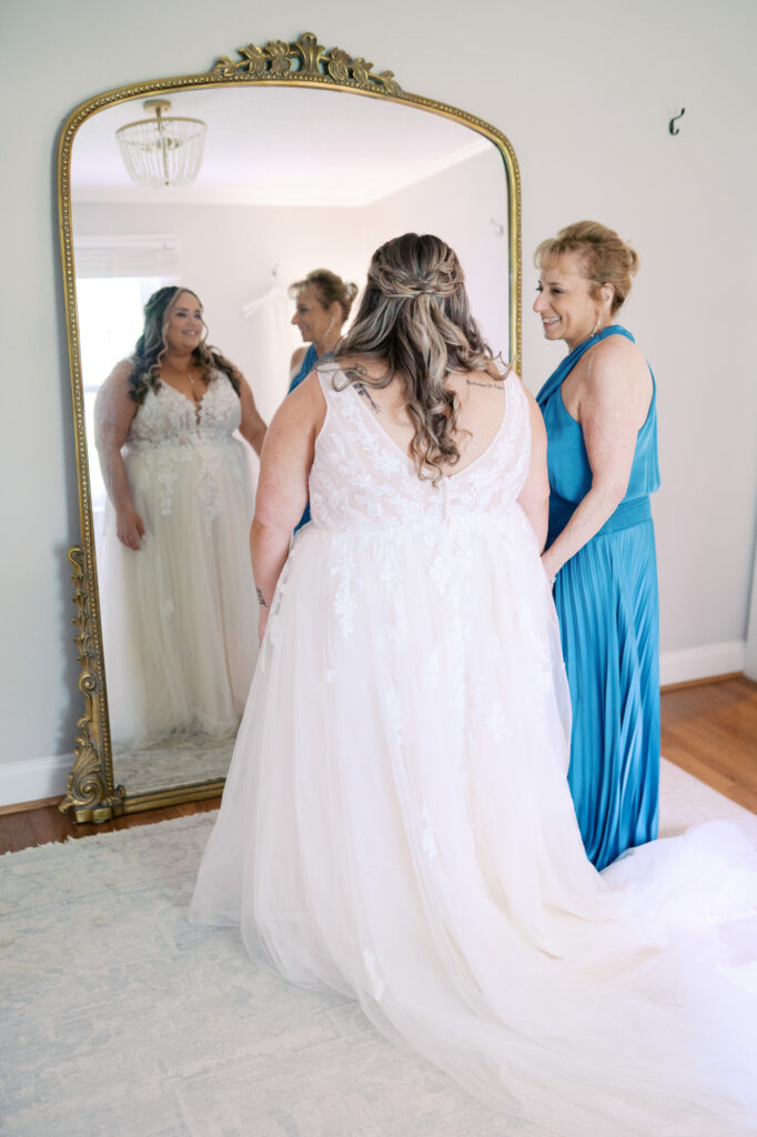 Bride getting ready at Hayfield at Murchison Farm in Liberty NC