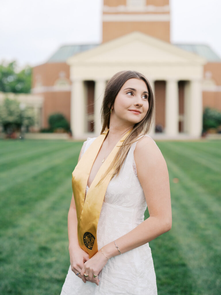 Wake Forest senior photos with natural light and candid expression