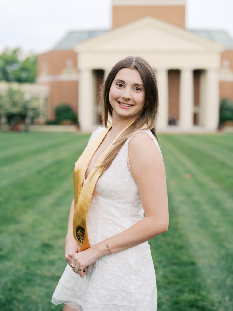 Wake Forest senior photos with natural light and candid expression