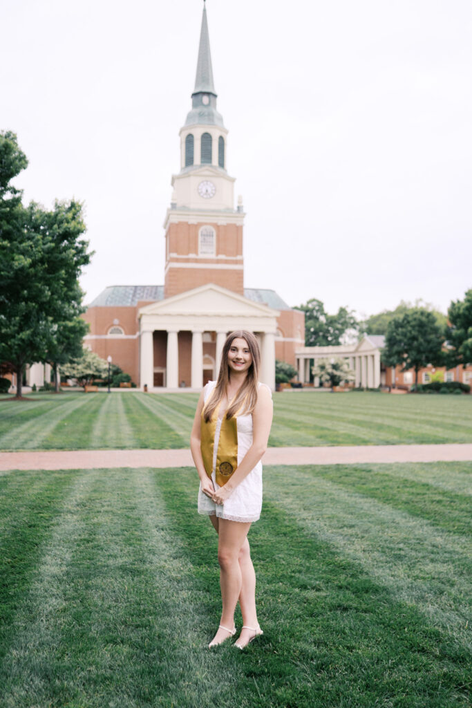 Wake Forest senior photos with natural light and candid expression