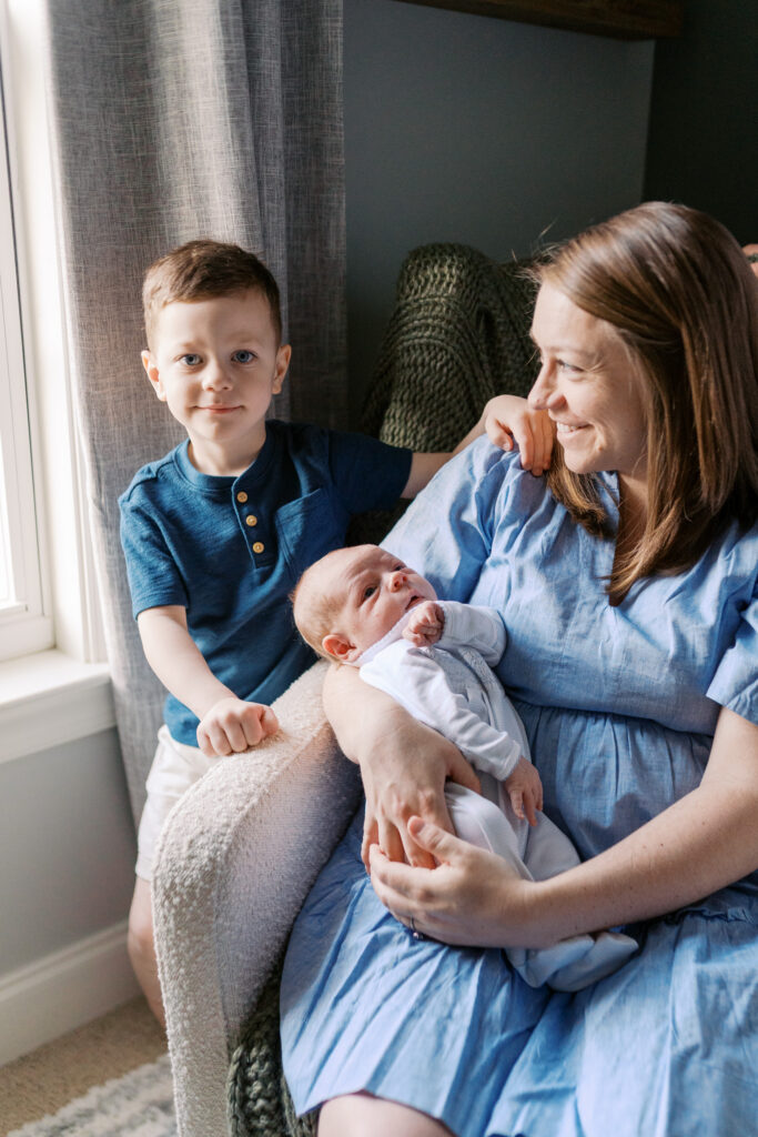 family of four newborn session High Point NC in home