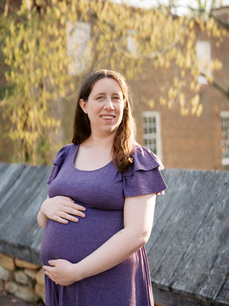 Maternity session at Old Salem in Winston-Salem NC