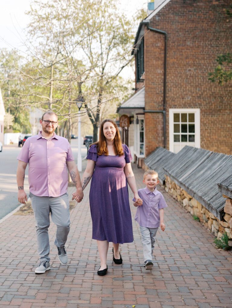 Maternity session at Old Salem in Winston-Salem NC