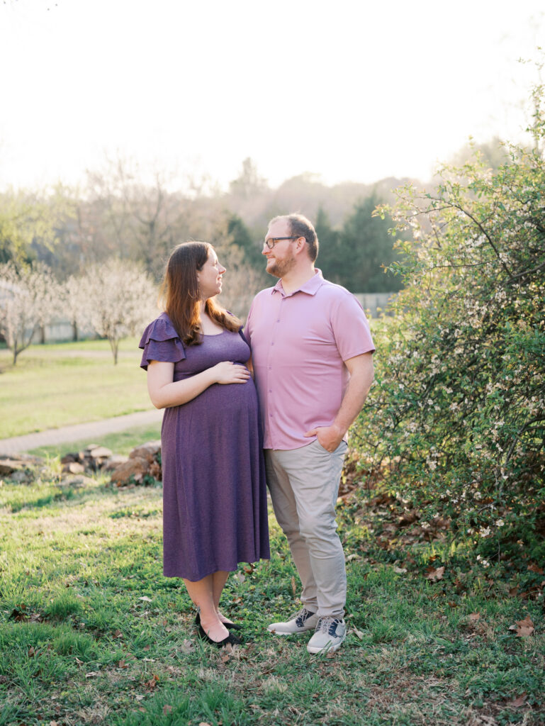 Natural light maternity session with couple in Winston-Salem NC